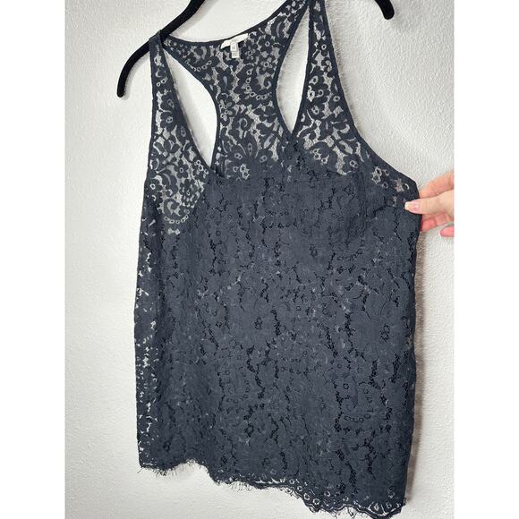Joie Black Floral Lace Sleeveless Racerback Tank Top M - Picture 3 of 11